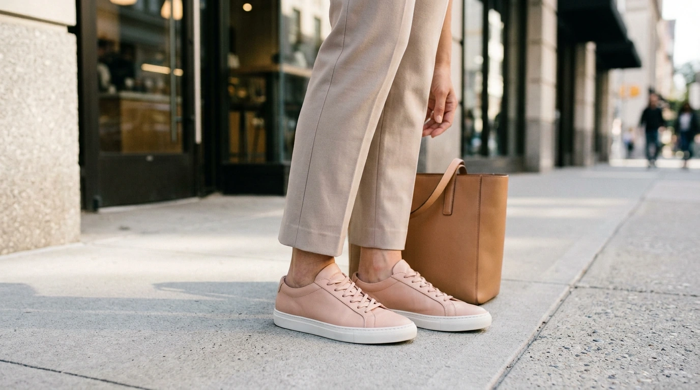 New Balance Pink Leather Sneakers: Clean, Comfy Style
